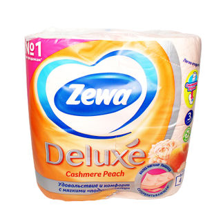 Бумага туалетная Zewa Deluxe. Персик, 3 слоя, 4 рулона